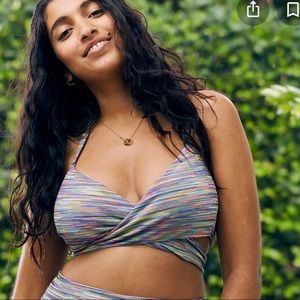 Aerie Space Dye Pique Wrap Halter Bikini Top